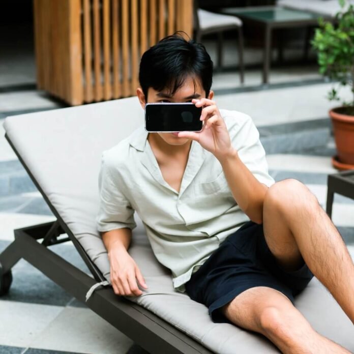 Sneaky phone photo from lounger, awkward low angle.