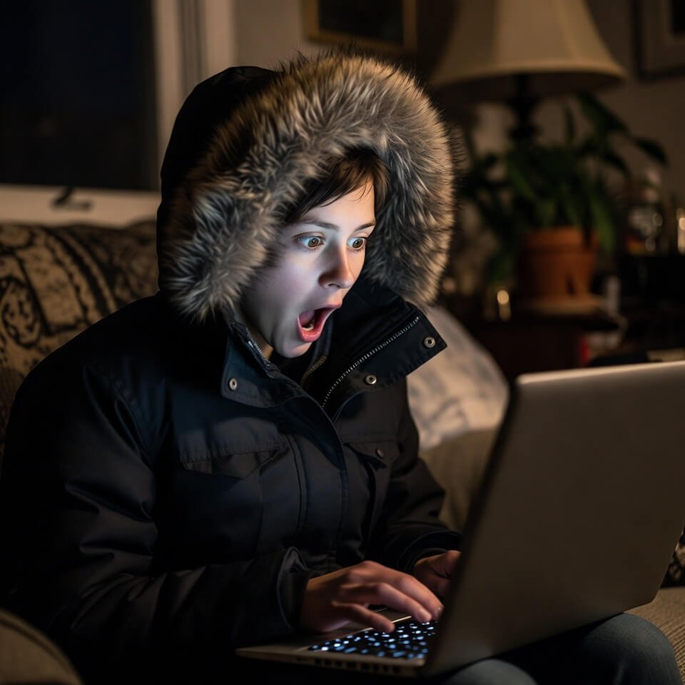 Messy desk at sunrise with laptop alerts and coffee spill